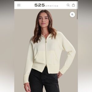 525 America Off-White Zip-Up Sweater